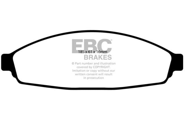 EBC 03+ Ford Crown Victoria 4.6 Greenstuff Front Brake Pads - DP21676 for 2003-2011 Ford Crown Victoria - front view