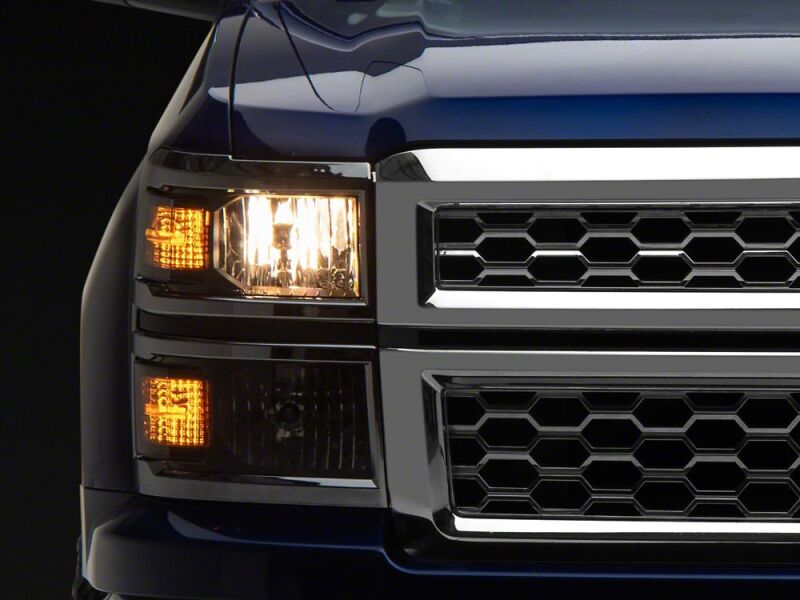 Raxiom 14-15 Chevrolet Silverado 1500 OE Style Headlights/ Chrome Trim- Black - Clear Lens - S169259 - front view