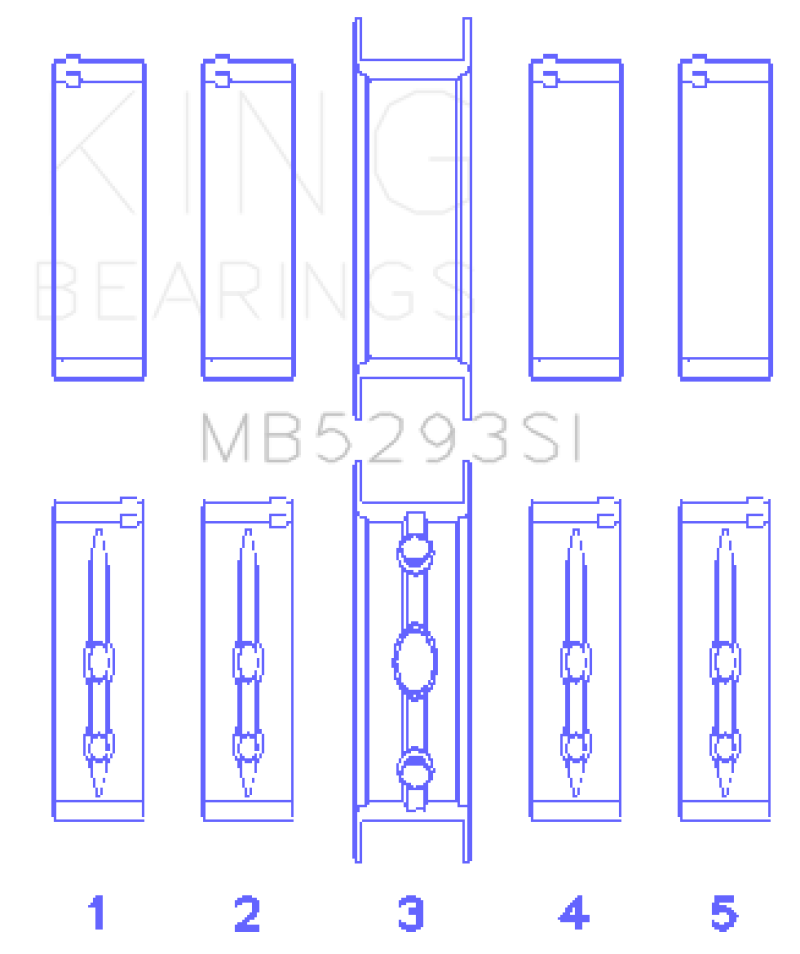 King GM 294/325/345/364CI 4.8/5.3/5.7/6.0L L20/LS1/LS2/LS4/LS6 (Size STD) Main Bearing Set - MB5293SI