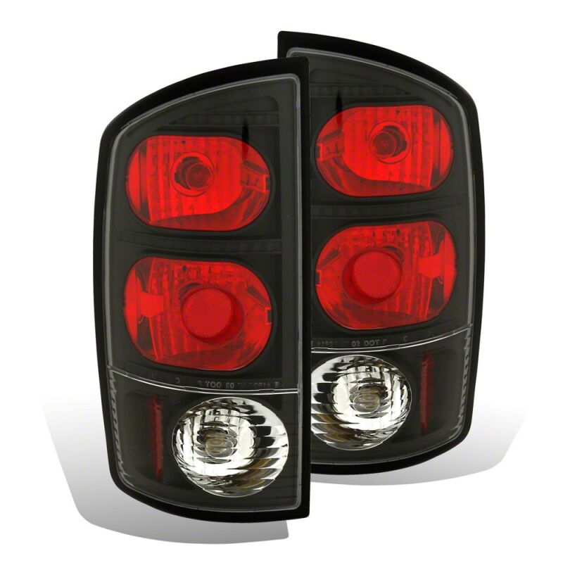 Raxiom 02-05 Dodge RAM 1500 Axial Series Tail Lights- Black Housing- Red/Clear Lens - R110146 - front view