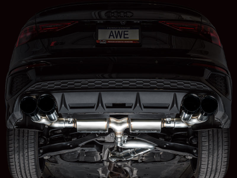 AWE 22-24 Audi 8Y S3 Touring Edition Exhaust - Diamond Black Tips - 3015-43897