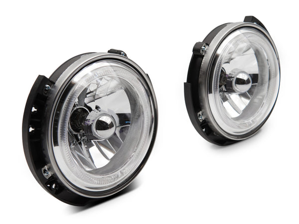 Raxiom 07-18 Jeep Wrangler JK LED Halo Headlights- Chrome Housing (Clear Lens) - J121871 for 2007-2018 Jeep Wrangler - front 