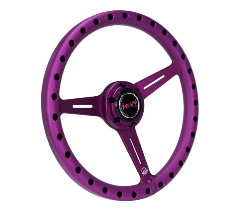 NRG Aluminum Steering Wheel 330mm - Extra Light - Ergonomic Grip - Anadized Purple - RST-072-PP - close-up view 2