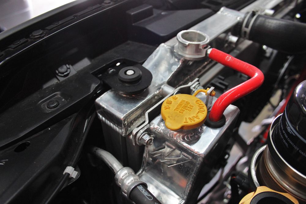 Mishimoto 08+ Subaru WRX/STI Polished Aluminum Coolant Overflow Tank - MMRT-STI-08 for 2008-2014 Subaru Impreza - installed v