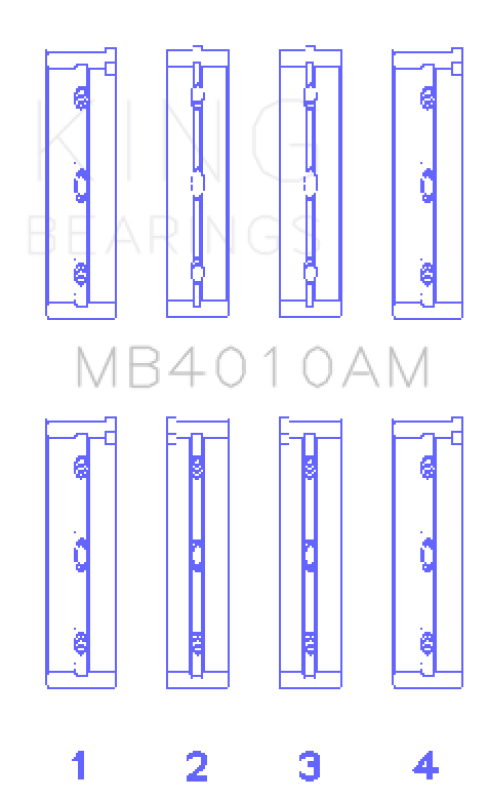 King Engine Bearings Isuzu 6Vd1 (Size +0.50mm) Main Bearing Set - MB4010AM0.5