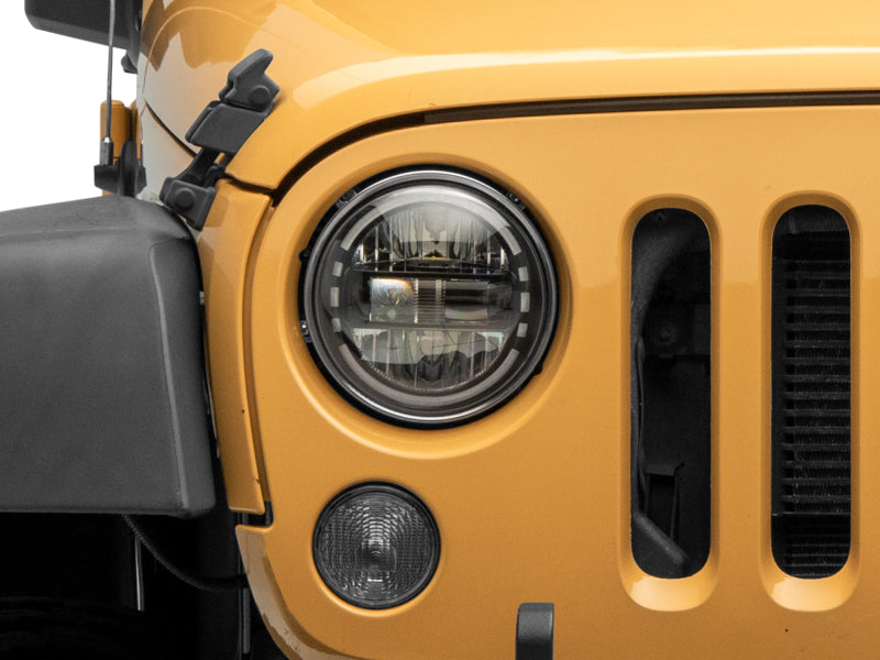 Raxiom 97-18 Jeep Wrangler TJ/JK Axial 7-Inch LED Headlights w/ DRL- Black Housing (Clear Lens) - J155570