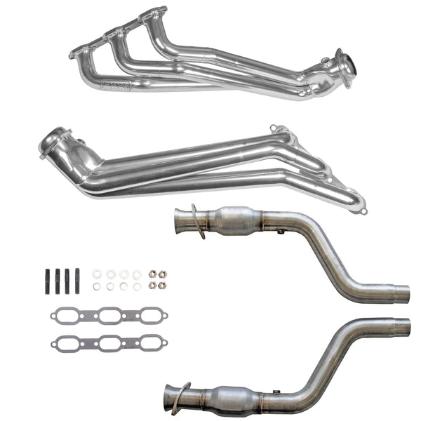 BBK 05-10 Dodge Challenger/Charger V6 1-5/8in Headers w/High Flow Catted Mid Pipe (Silver Ceramic) - 40553