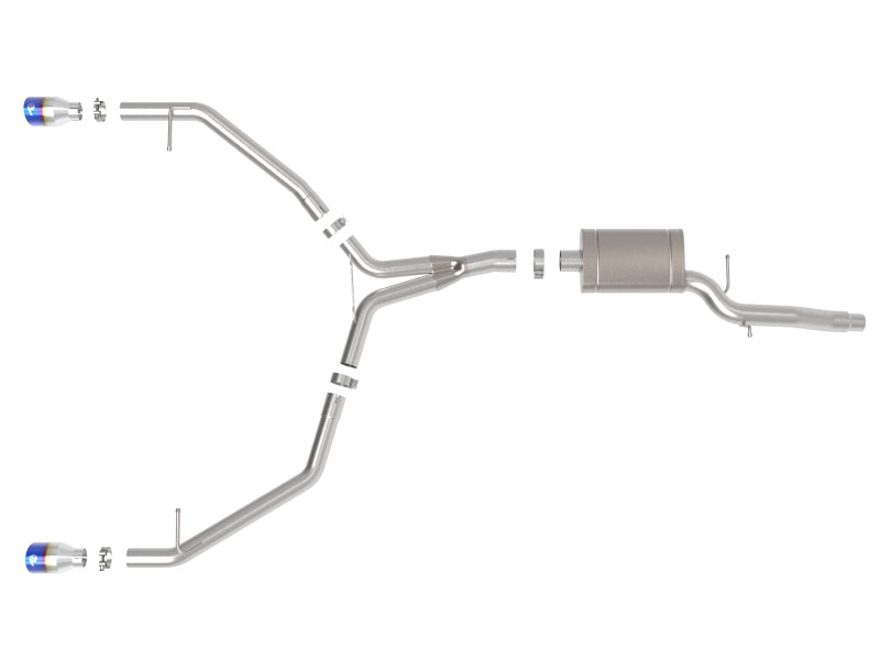 afe MACH Force-Xp 13-16 Audi Allroad L4 SS Axle-Back Exhaust w/ Blue Flame Tips - 49-36437-L