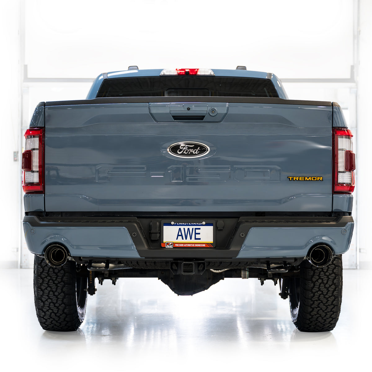 AWE Tuning 2021+ Ford F-150 Tremor (w/ Bumper Cutouts) 0FG Resonated Catback - Diamond Black Tips - 3015-33402