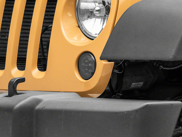 Raxiom 07-18 Jeep Wrangler JK Axial Series LED Turn Signals- Smoked - J142671 for 2007-2018 Jeep Wrangler - front view