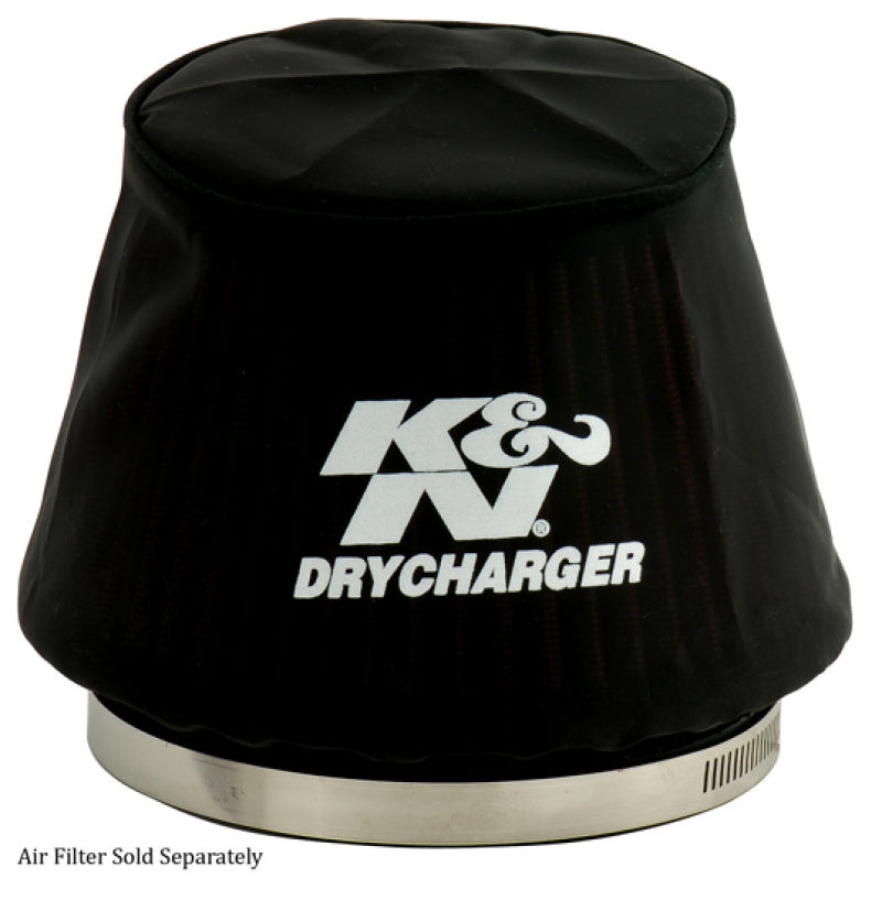 K&N Black Drycharger 6.25in Base ID / 4.375in Top ID / 4.125in Height Air Filter Wrap - RU-5163DK by K&N Engineering - front 