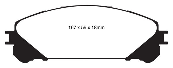 EBC 15+ Lexus NX200t 2.0 Turbo Yellowstuff Front Brake Pads - DP41837R for 2011-2023 Toyota Sienna - front view