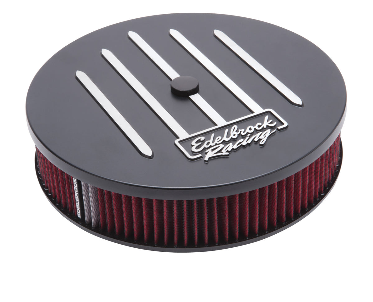Edelbrock Air Cleaner Racing Series Round Aluminum Top Cloth Element 14In Dia X 3 125In Dropped Base - 41663