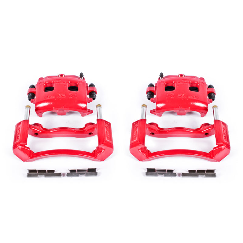 Power Stop 02-05 Dodge Ram 1500 Front Red Calipers w/Brackets - Pair - S4832 for 2002-2005 Dodge Ram 1500 - front view