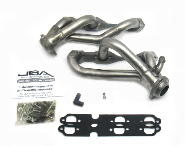 JBA 96-01 GM S Truck 4.3L V6 w/o A.I.R. Injection 1-1/2in Primary Raw 409SS Cat4Ward Header - 1842S-3 for 1996-2001 Chevrolet