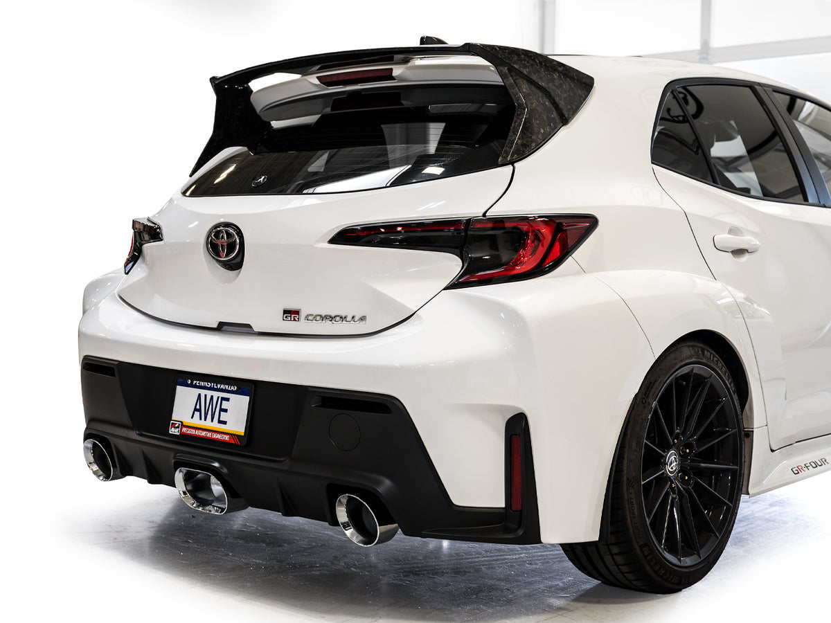 AWE 23-24 Toyota GR Corolla Touring Edition Catback Exhaust - Chrome Silver Tips - 3015-52472