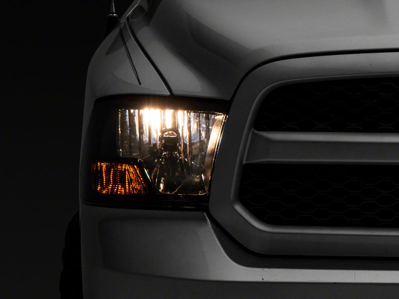 Raxiom 09-18 Dodge RAM 1500 Axial OEM Rep Headlights w/ Single Bulb- Chrome Housing (Smoked Lens) - R118019