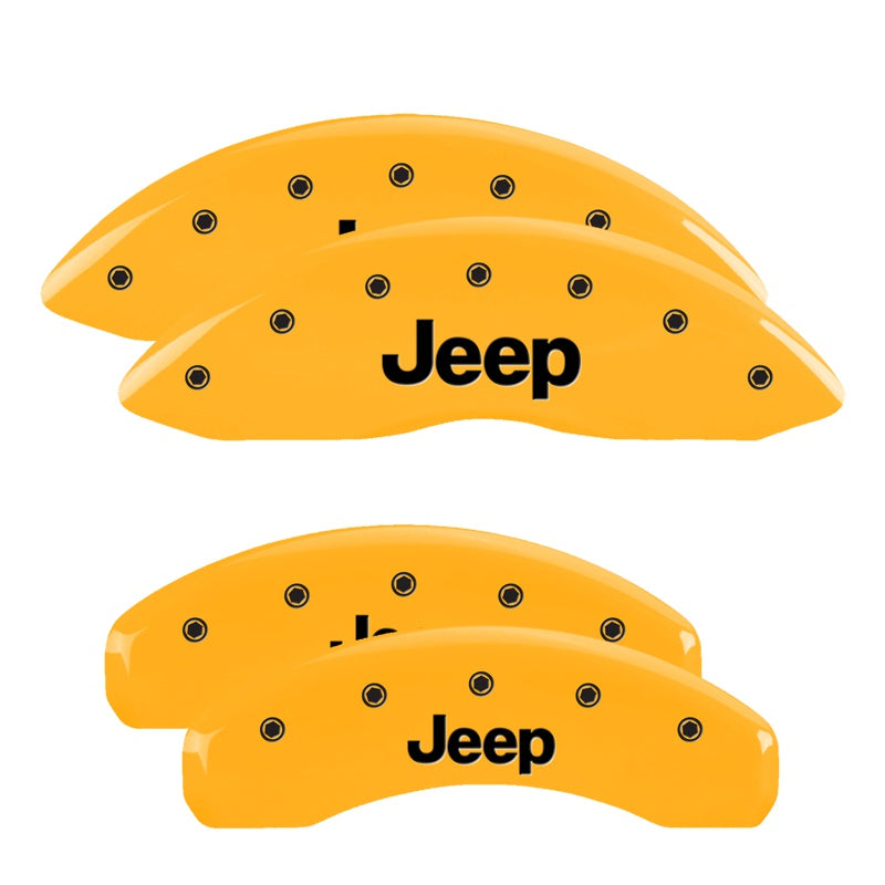 MGP 4 Caliper Covers Engraved Front &amp; Rear Jeep Yellow Finish Black Char 2004 Jeep Grand Cherokee - 42005SJEPYL
