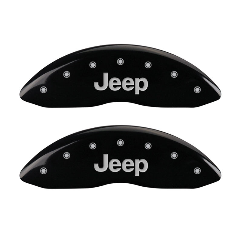 MGP Front set 2 Caliper Covers Engraved Front JEEP Black finish silver ch - 42011FJEPBK