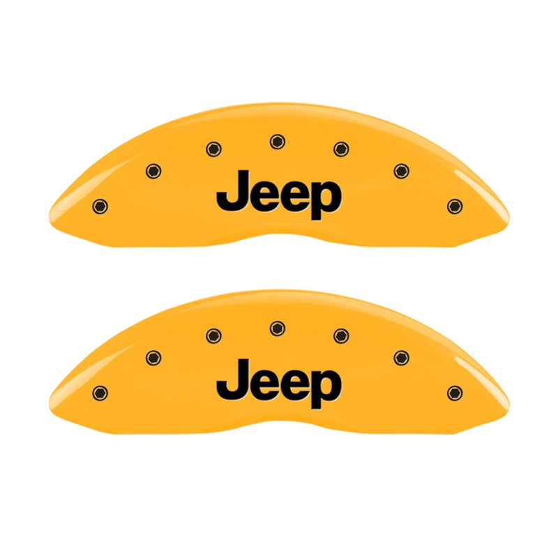 MGP Front set 2 Caliper Covers Engraved Front JEEP Yellow finish black ch - 42011FJEPYL