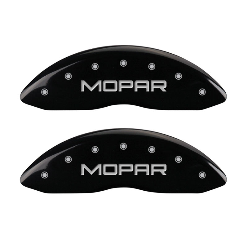 MGP Front set 2 Caliper Covers Engraved Front MOPAR Black finish silver ch - 42011FMOPBK