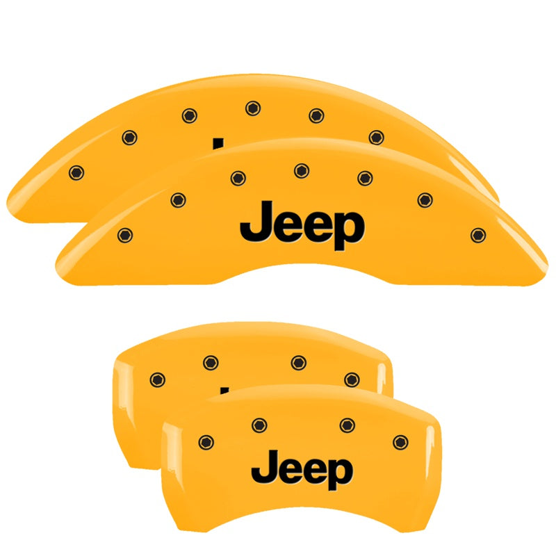MGP 4 Caliper Covers Engraved Front &amp; Rear JEEP Yellow finish black ch - 42012SJEPYL