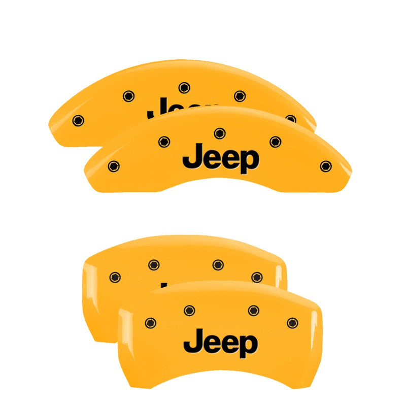MGP 4 Caliper Covers Engraved Front &amp; Rear JEEP Yellow finish black ch - 42016SJEPYL