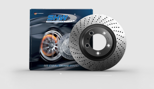 SHW 20-21 Porsche Carrera 4S 3.0L Right Rear Cross-Drilled Monobloc Brake Rotor (992615602A) - PRR39988 for 2020-2021 Porsche