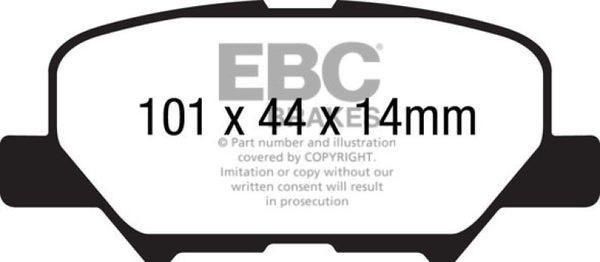 EBC 14+ Mazda 3 2.0 (Mexico Build) Redstuff Rear Brake Pads - DP32171C for 2014-2021 Mazda 6 - front view