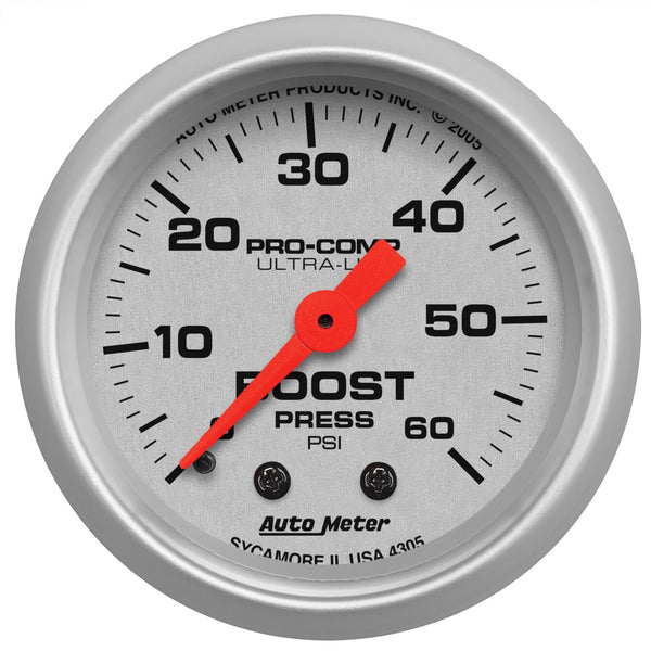 Autometer Ultra-Lite 52mm 60 PSI Mechanical  Boost Gauge - 4305
