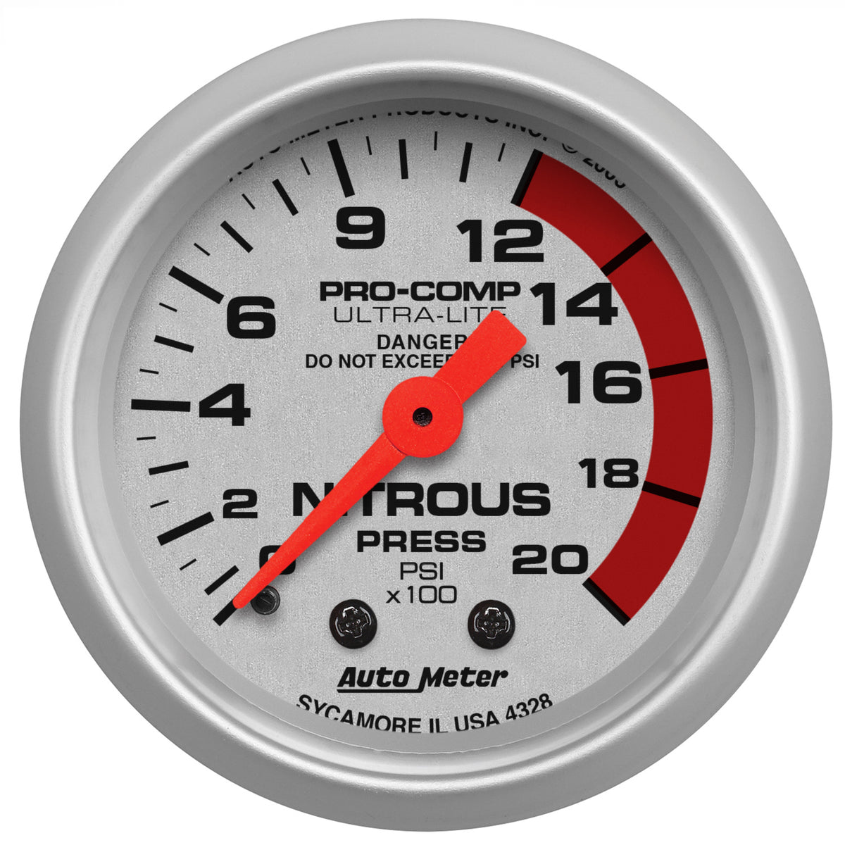Autometer Ultra-Lite 52mm 2000 PSI Mechanical Nitrous Pressure Gauge - 4328