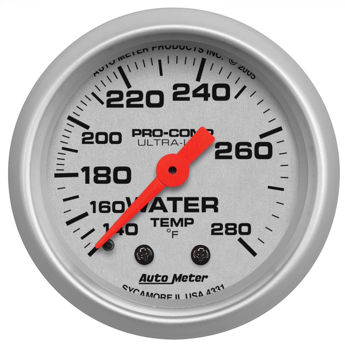 Autometer Ultra-Lite 52mm 140-280 Deg F Mechanical Water Temp Gauge - White - 4331