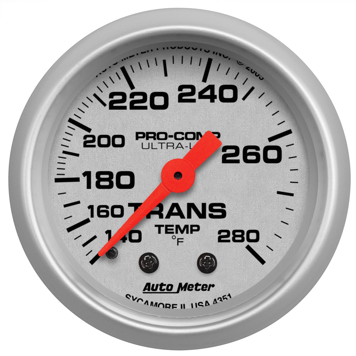 Autometer Ultra-Lite 52mm 140-280 Deg F Mechanical Transmission Temp Gauge - 4351