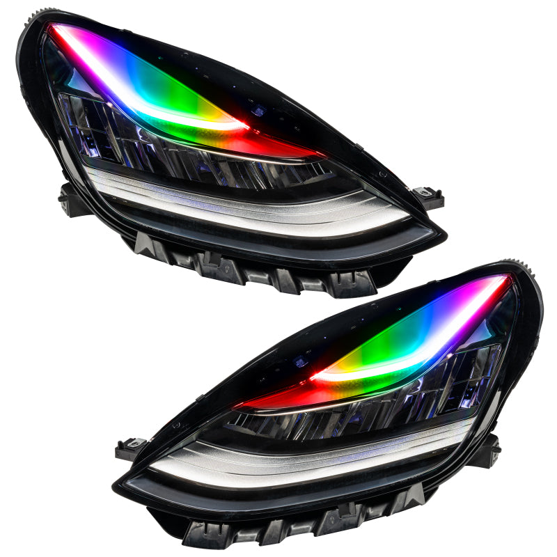 Oracle 17-21 Tesla Model 3 Headlight DRL Upgrade Kit - ColorSHIFT w/ Simple Controller SEE WARRANTY - 1286-504