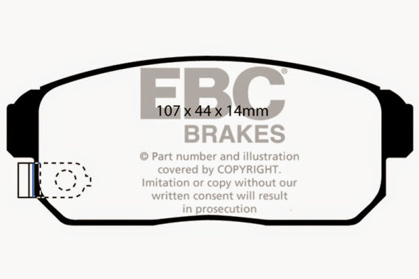 EBC 02-03 Infiniti G20 2.0 Ultimax2 Rear Brake Pads - UD900 for 2004-2011 Mazda RX 8 - front view