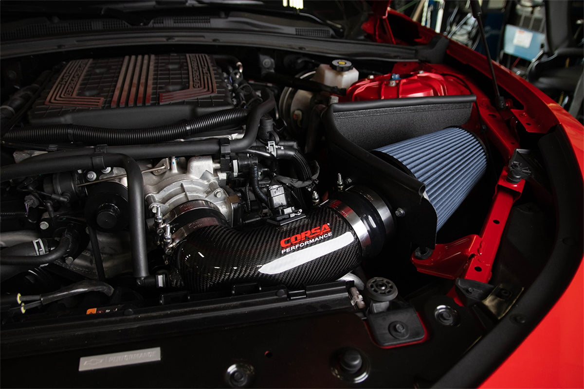 Corsa 17-21 Chevrolet Camaro ZL1 Carbon Fiber Air Intake w/ MaxFlow 5 Oil Filtration - 44005