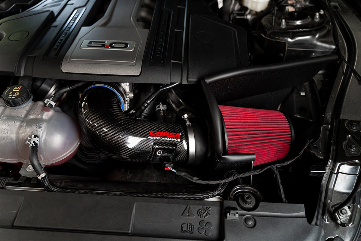 Corsa 2018+ Ford Mustang GT 5.0L V8 DryTech 3D Open Element Carbon Fiber Air Intake - Black - 44006D
