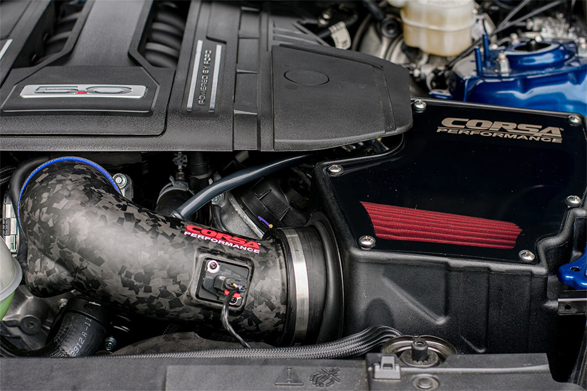 Corsa 18-23 Ford Mustang GT 5.0L V8 Forged Carbon Fiber Air Intake w/ DryTech 3D No Oil - 44007D-MF