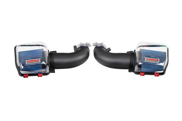 Corsa 2024+ Ford Mustang GT 5.0L Carbon Fiber Cold Air Intake w/ MaxFlow Oiled Air Filters - Matte - 44013MT
