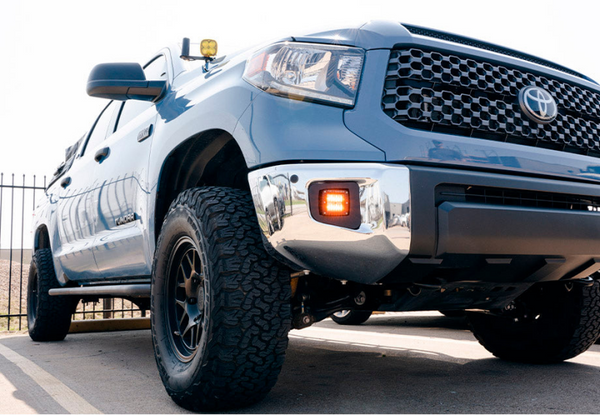 Cali Raised 14-21 Toyota Tundra Led Fog Light Pod Replacements Brackets Kit For - 3X2 18W Amber Pod - CR2568 - front view