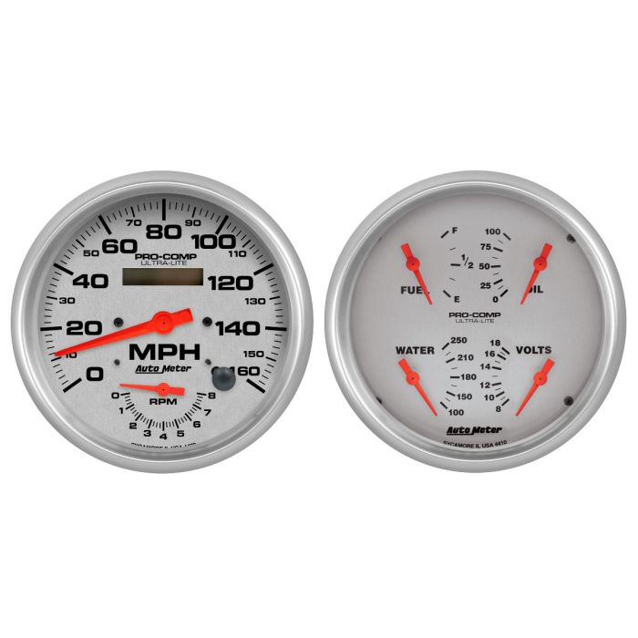 Autometer Ultra-Lite 2pc Gauge Kit Quad & Tach/Speedo 5in. - 4405