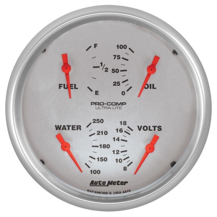 Autometer Ultra-Lite Quad Gauge 5in. 0 Ohm (E) - 90 Ohm (F) Electric - 4419