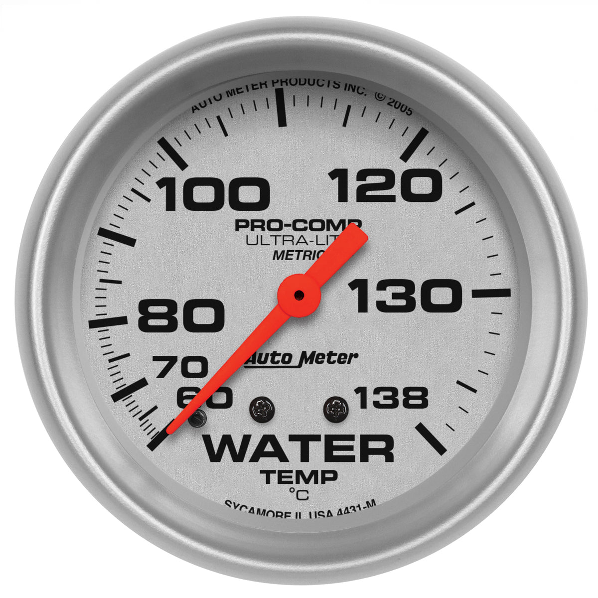 Autometer Ultra-Lite 66.7mm Mechanical 60-140 Degree C Water Temperature Gauge w/ 6in Tubing - 4431-M