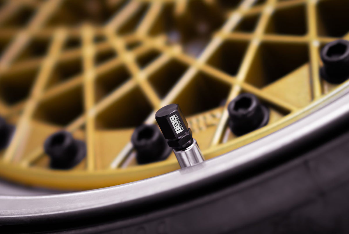 ISC Suspension Titanium Valve Stem Caps (Set of 4) - Black - VSC-B