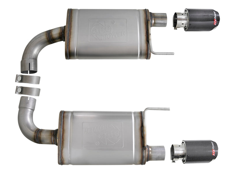 aFe MACH Force Xp SS Axle Back Exhaust System w/ Carbon Fiber Tips 15-17 Ford Mustang GT V8-5.0L - 49-43105-C