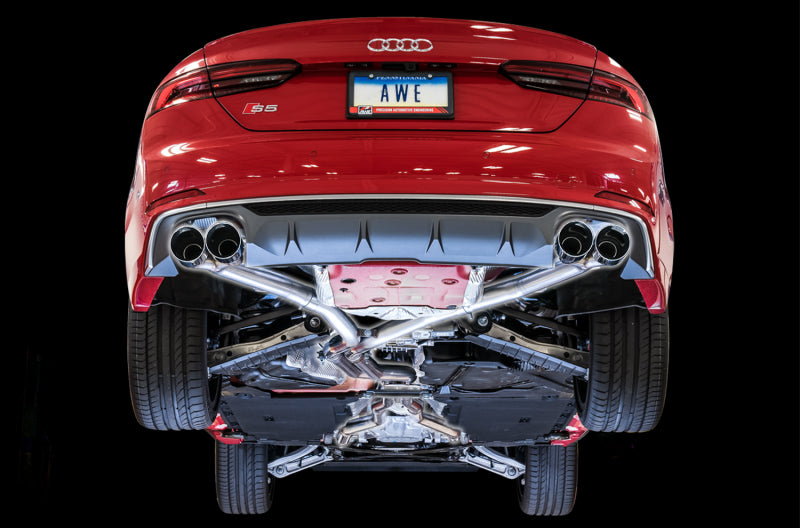 AWE Tuning Audi B9 S5 Coupe 3.0T Track Edition Exhaust - Chrome Silver Tips (102mm) - 3010-42064