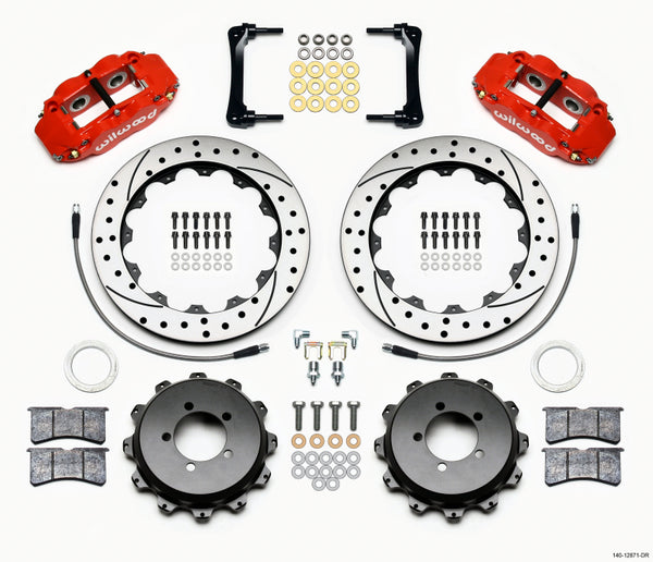 Wilwood Narrow Superlite 4R Rear Kit 12.88in Drilled Red 2012-Up Toyota / Scion FRS w/Lines - 140-12871-DR for 2013-2017 Suba