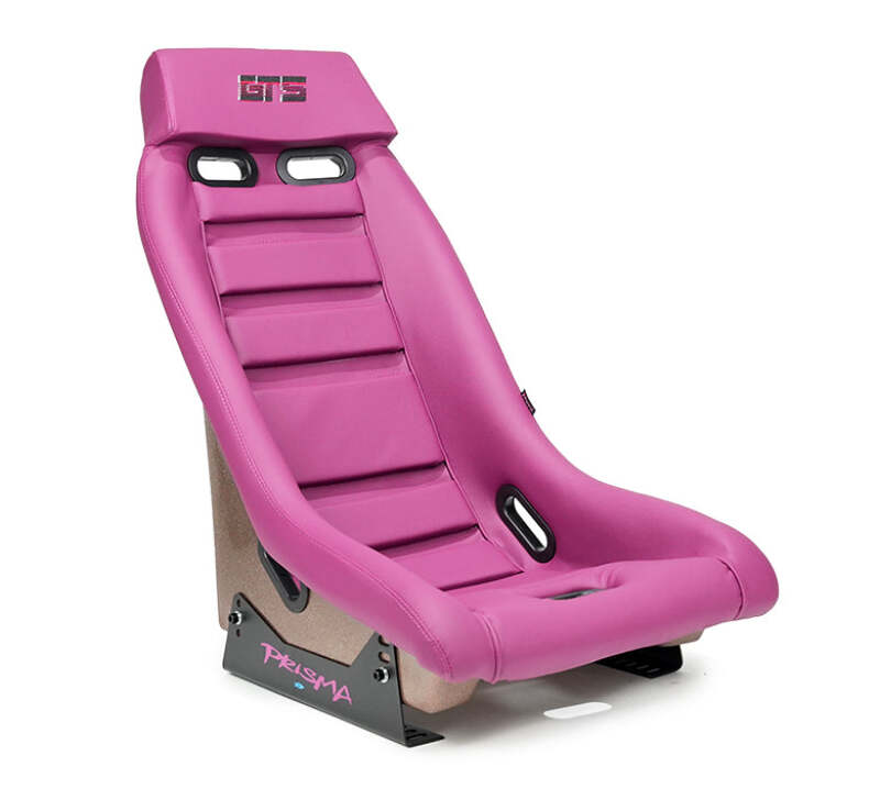 NRG GT Retro Bucket Seat - Wine PVC Leather Wine Stitching Rose Gold Fiberglass Back w/ Glitter - PRI-150WINE - close-up view 2