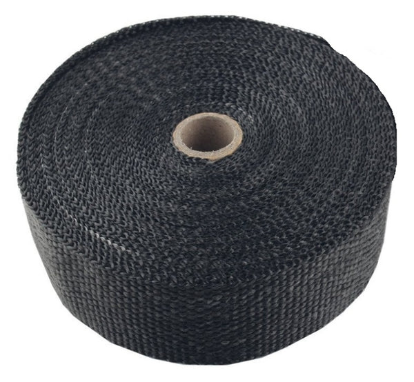 Torque Solution Fiberglass Exhaust Wrap Universal 1inx50ft - Black - TS-EW-2X50BK by Torque Solution