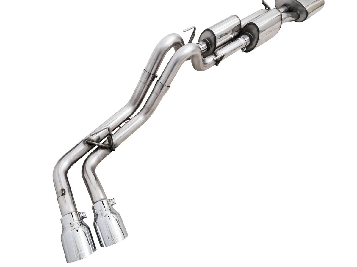 AWE 16-22 Toyota Tacoma 0FG Catback Exhaust w/ BashGuard - Dual Chrome Silver Tips - 3015-32826
